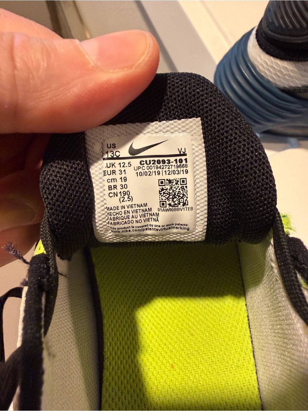 Nike Kids Neon Yellow, Black & White Athletic Sneakers - Picture 8 of 11